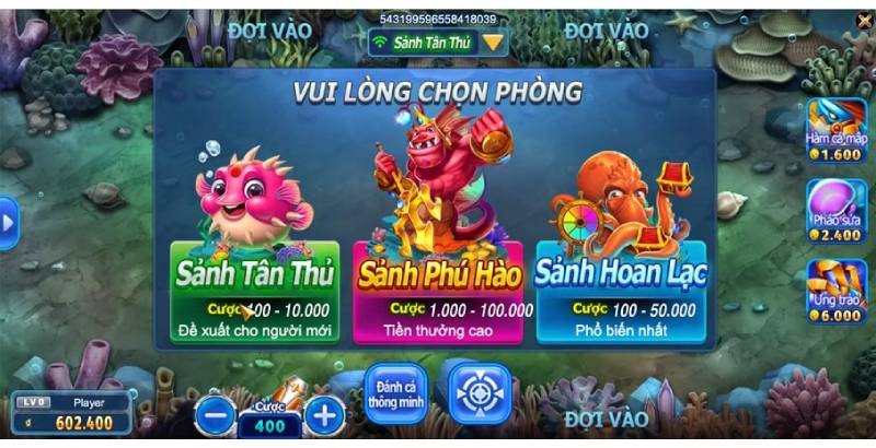 Bước 2: Nạp xu – chọn sảnh chơi